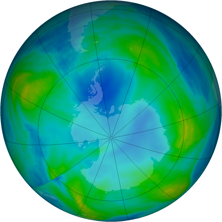 Antarctic ozone map for 04 June 1985